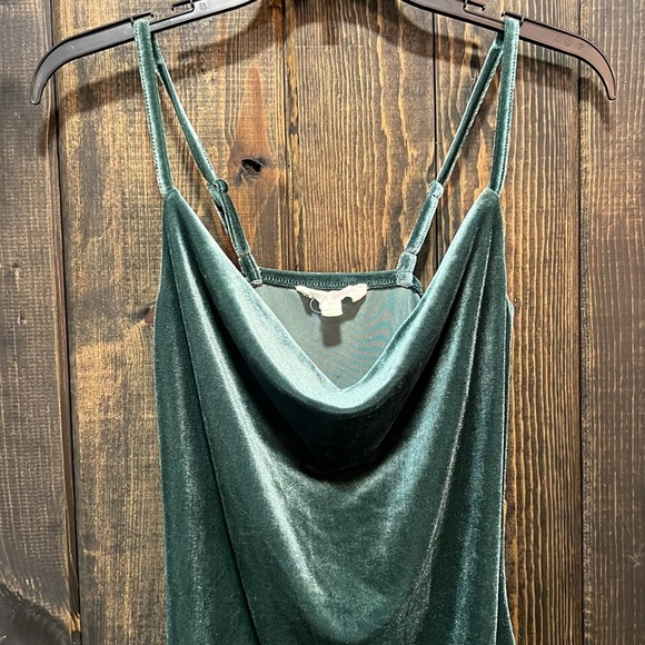 Pink Rose Velvet Slip Dress XS Green Y2K Whimsigoth Coquette HOCO Formal  Girly - Picture 3 of 10